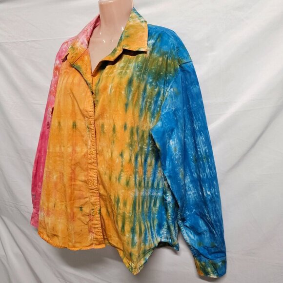 Cotton Citizen Tie Dye Button Up Shirt Women Size L Multicolor Cotton - Picture 6 of 11